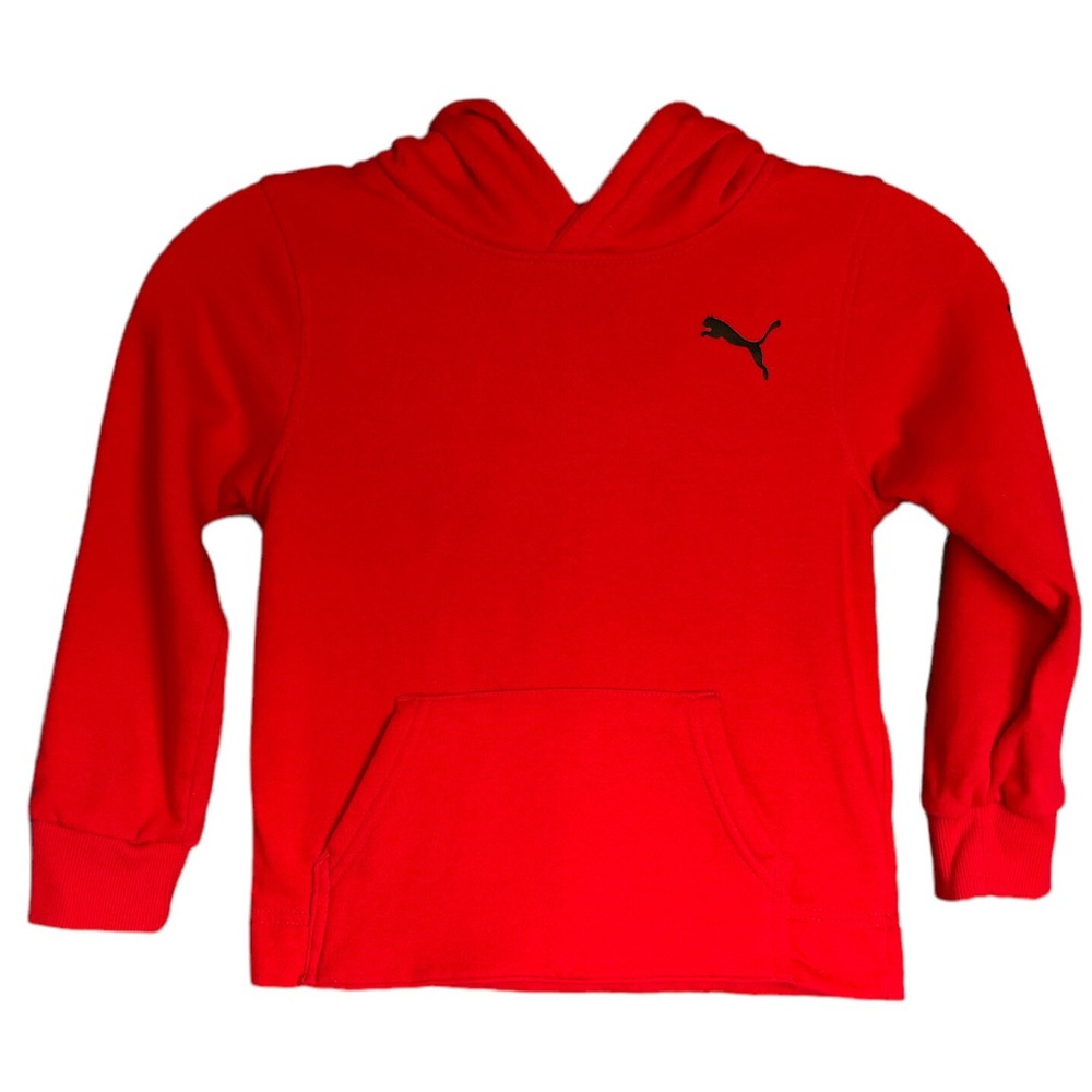 Puma Boys Red Cotton Hoodie‎ Size 5 Spell Out Sleeve